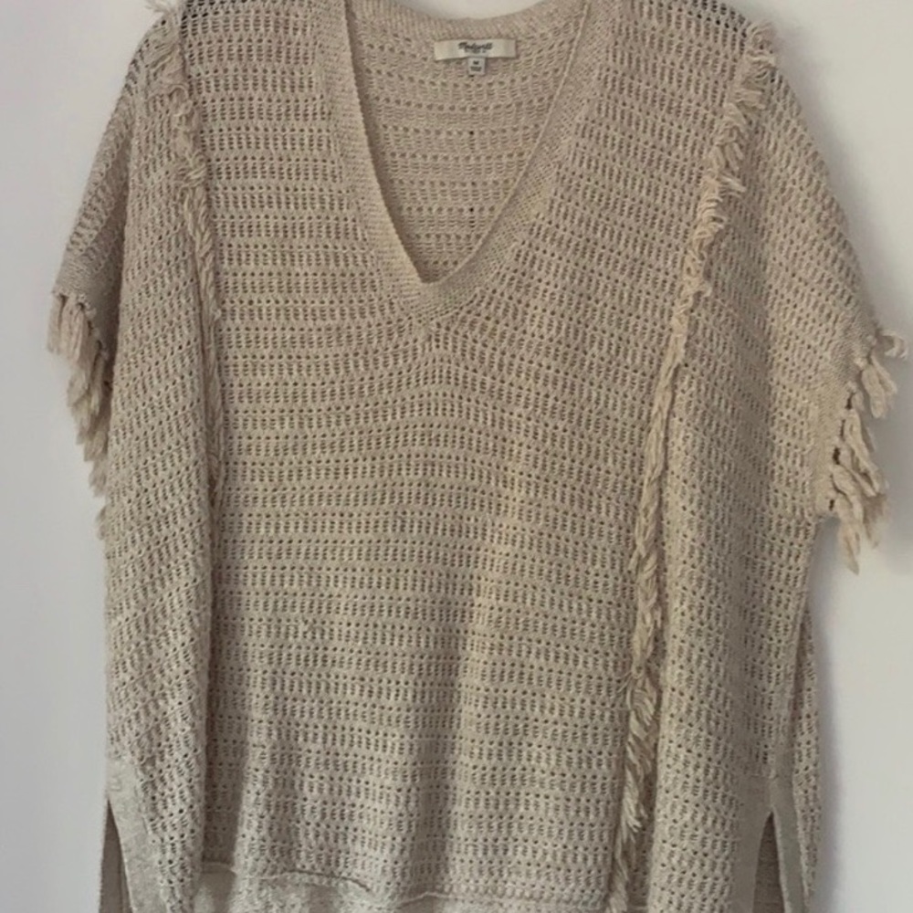 MADEWELL Short Sleeve Sweater with Fringe